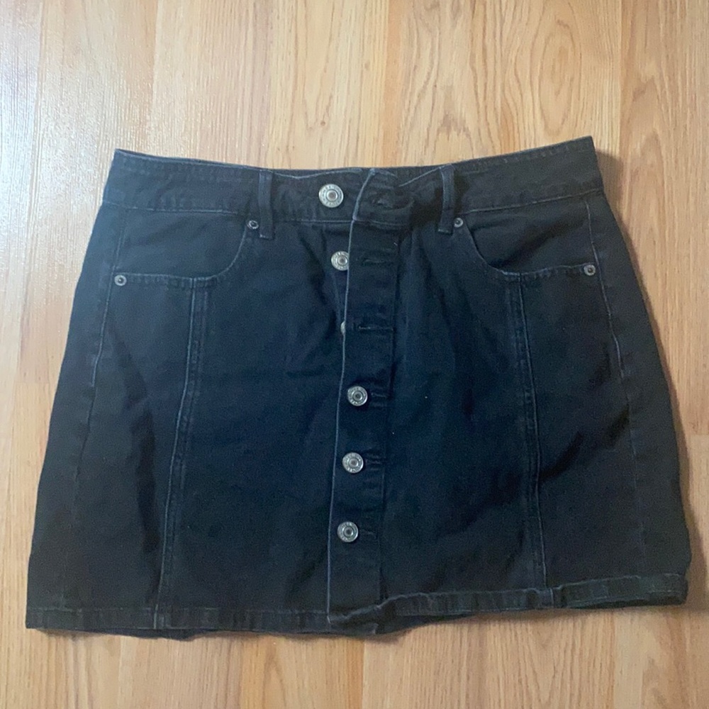 Black button up jean skirt
